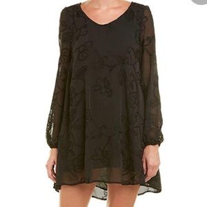 Anama Black embroidered shift dress Anthropologie